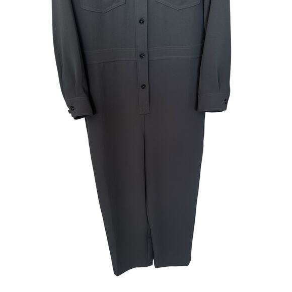 Aritzia Wilfred Utility Broiler Jumpsuit Gray Button Pockets Crepe Size Medium - Picture 6 of 13